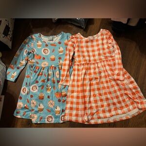 Set of Two Girls' Dresses - Blue and Orange Patterns